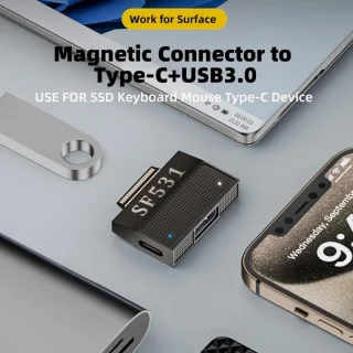 SolidKeus magnetische USB-C adapter voor Surface Pro 15V Type-C