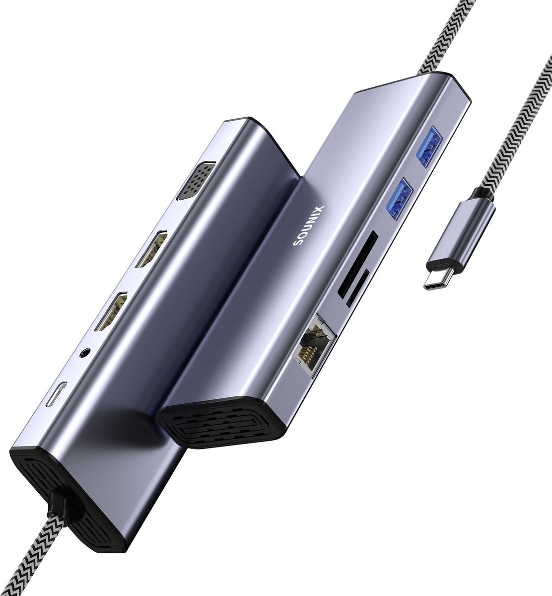 Sounix USB C Docking Station 10-in-1 Grijs
