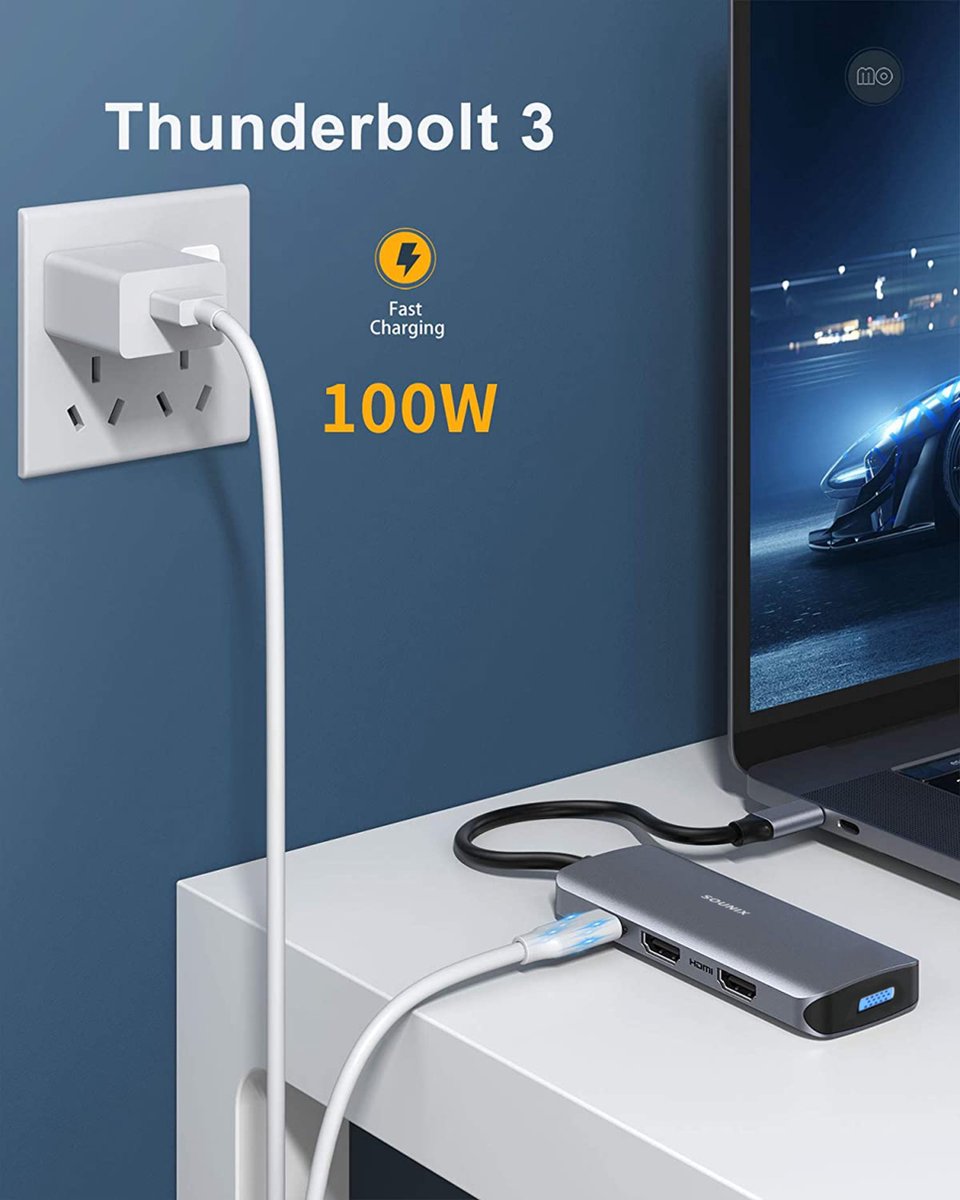 Sounix USB C Docking Station 10-in-1 Grijs