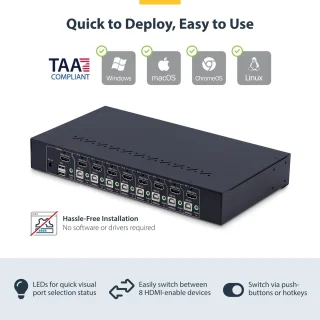 StarTech.com 8-poorts HDMI KVM-switch met 1U rackkit