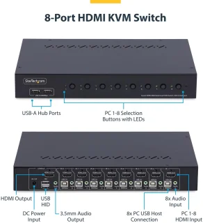 StarTech.com 8-poorts HDMI KVM-switch met 1U rackkit