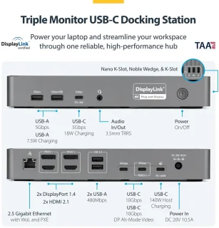 StarTech.com USB-C Triple-Monitor Dockingstation