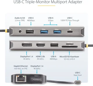 StarTech.com USB-C Triple Monitor Multiport Adapter