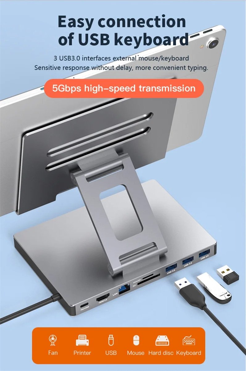 Stemily 11-in-1 Docking Station USB-C & USB 3.0