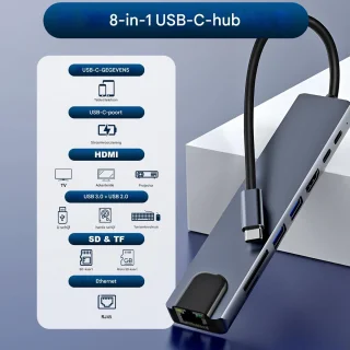 Strex 8-in-1 USB-C Hub Docking Station - Zwart