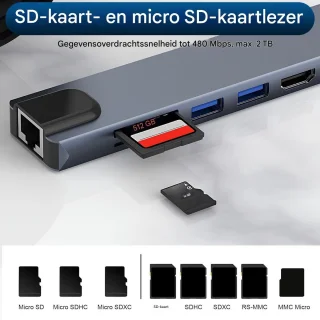 Strex 8-in-1 USB-C Hub Docking Station - Zwart