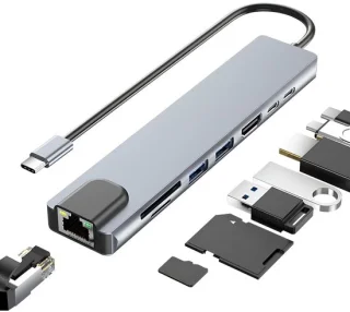 Strex 8-in-1 USB-C Hub Docking Station - Zwart