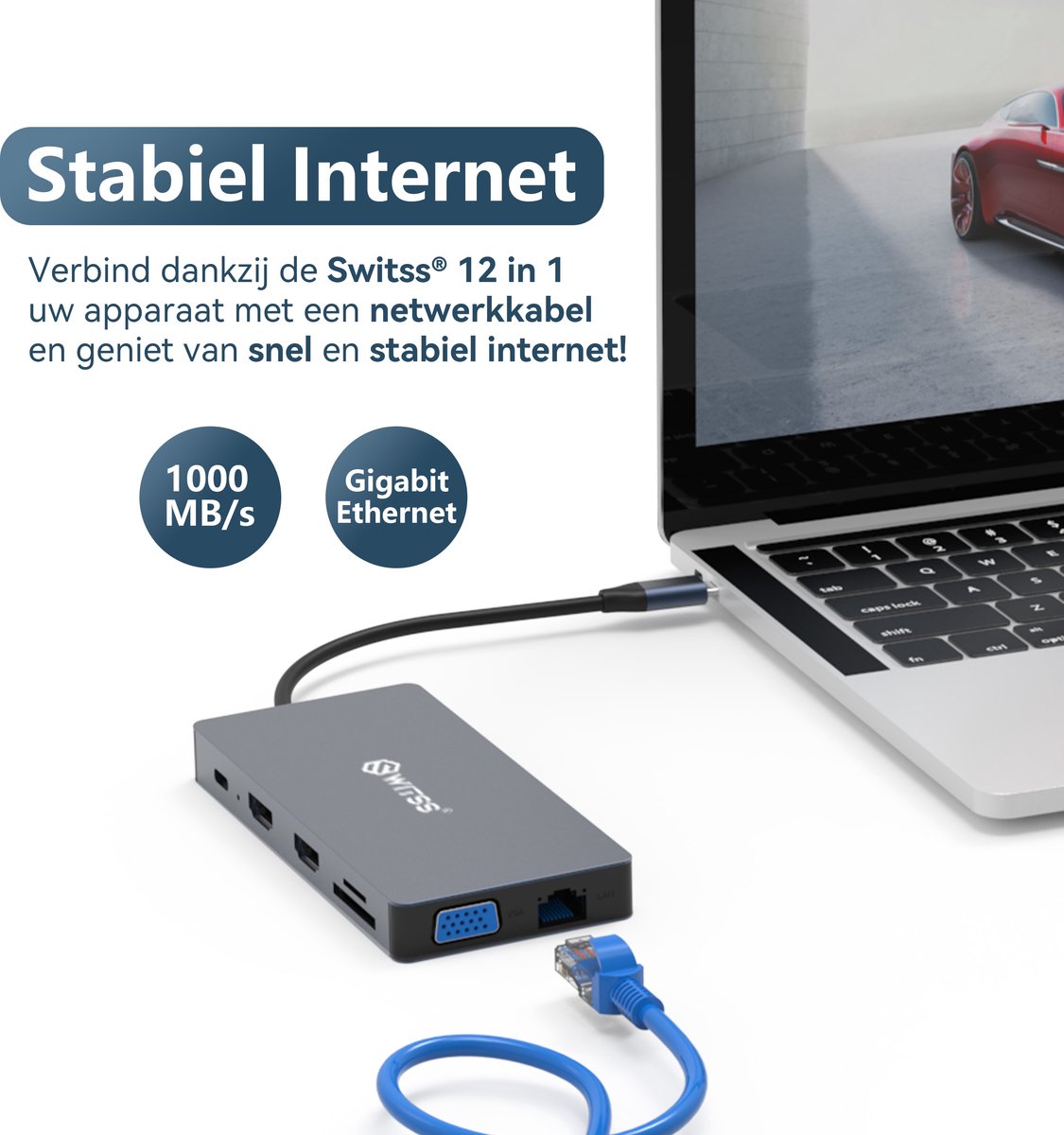 Switss USB-C Hub 12-in-1 Gigabit Ethernet Triple Display
