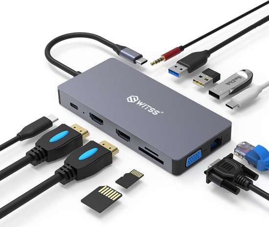 Switss USB-C Hub 12-in-1 Gigabit Ethernet Triple Display