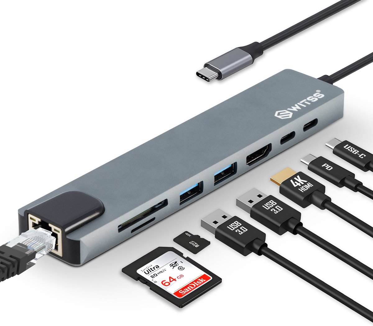 De Switss USB C Hub 8-in-1 in één oogopslag