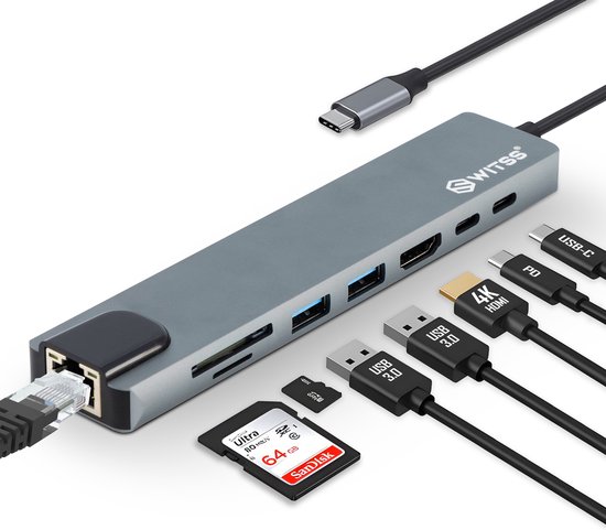 Switss USB-C Hub 8-in-1: compacte alles-in-één uitbreiding voor je laptop