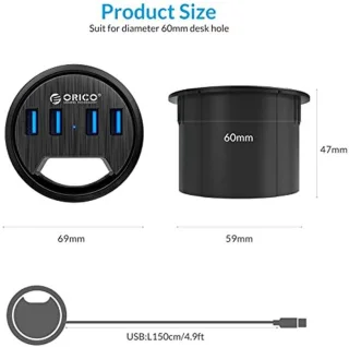 Tafel USB-Hub 4-poorts (USB 3.0)
