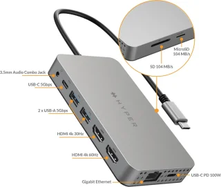 Targus 10-in-1 USB-C Hub Dual 4K HDMI Dockingstation