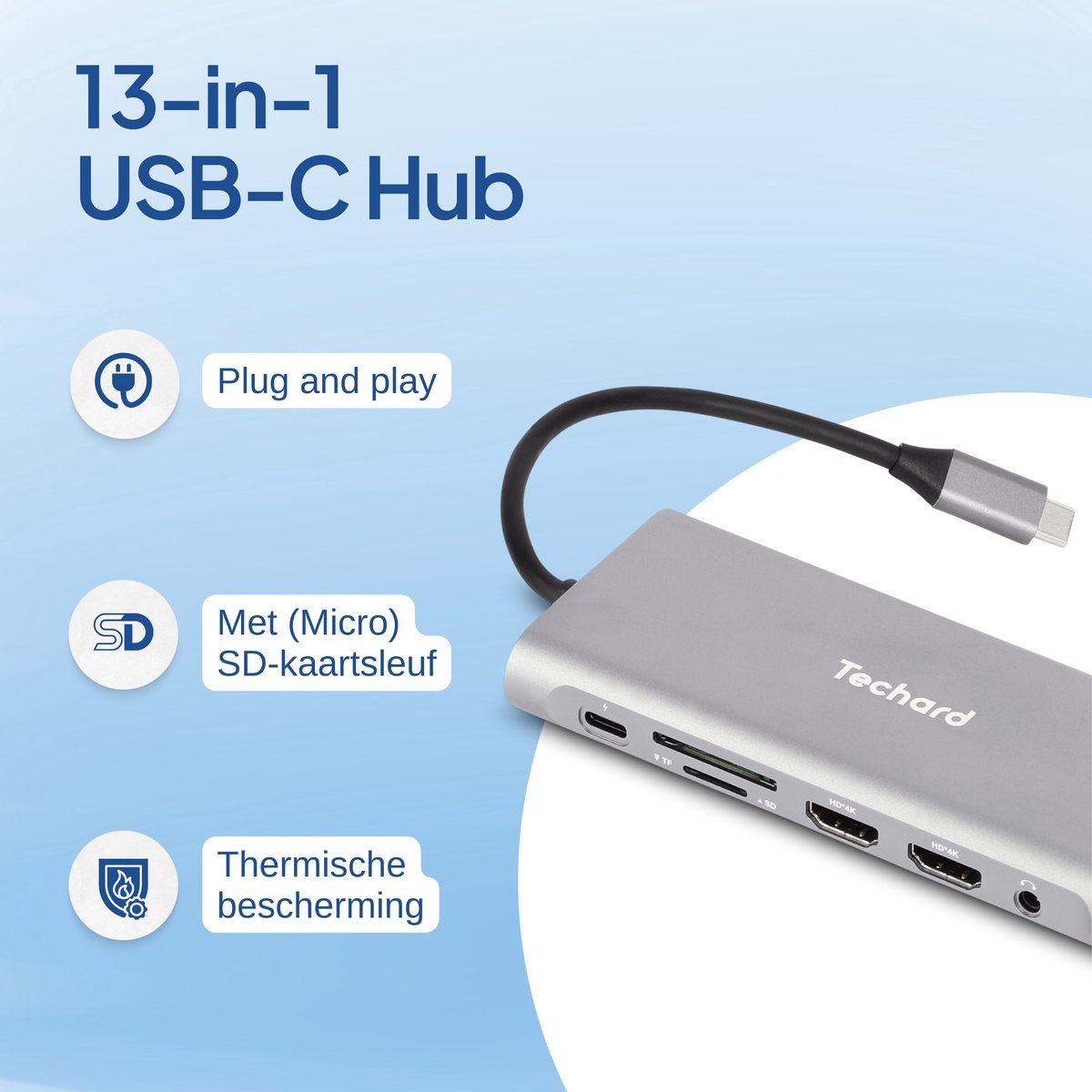Techard 13-in-1 USB C Hub Docking Station 2025 Model