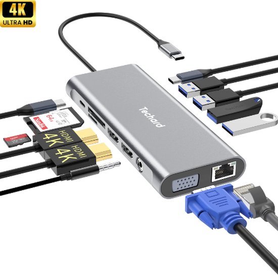 Techard 13-in-1 USB C Hub Docking Station 2025 Model