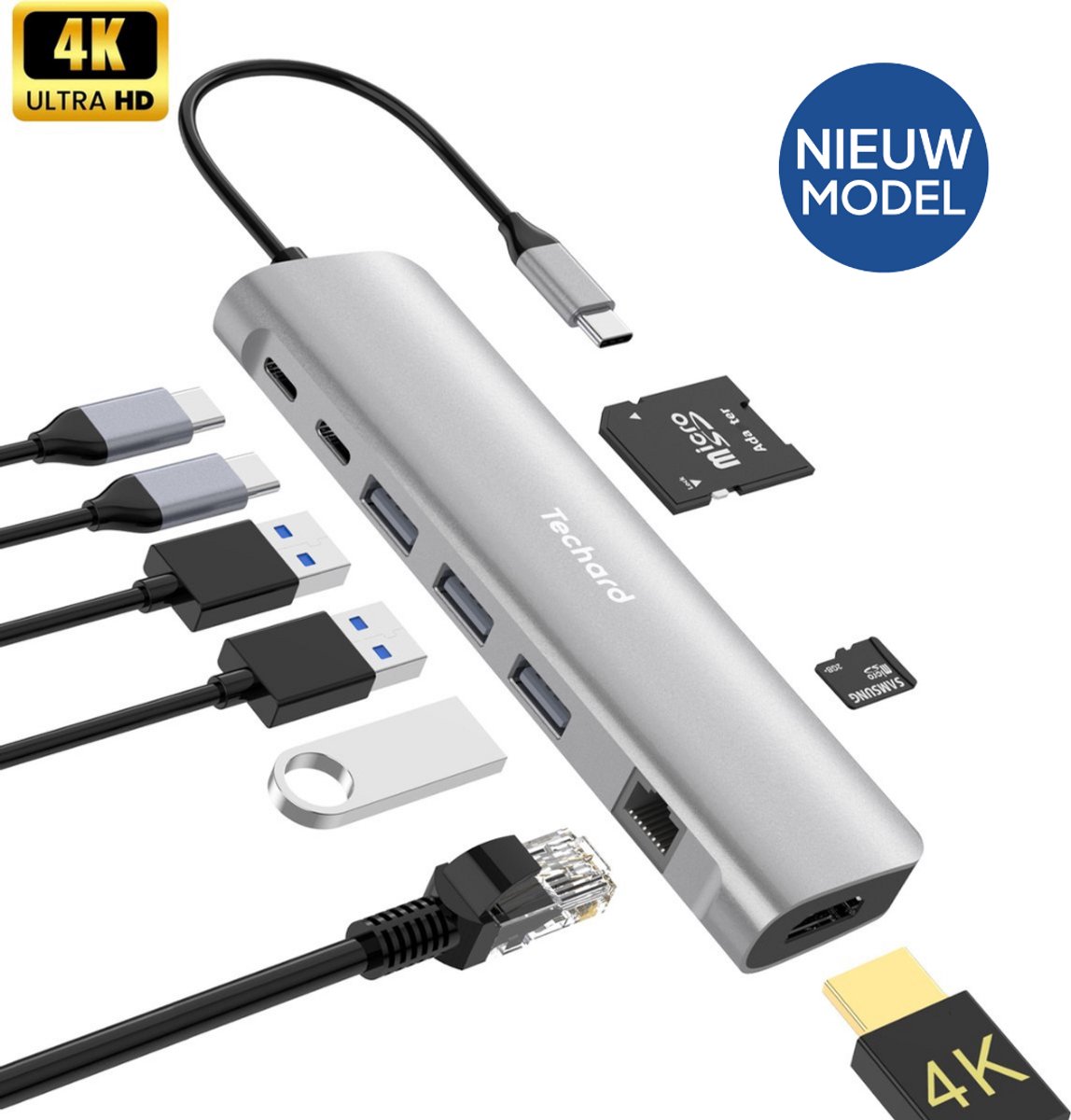 Techard 9-in-1 USB-C Hub Docking Station 2025