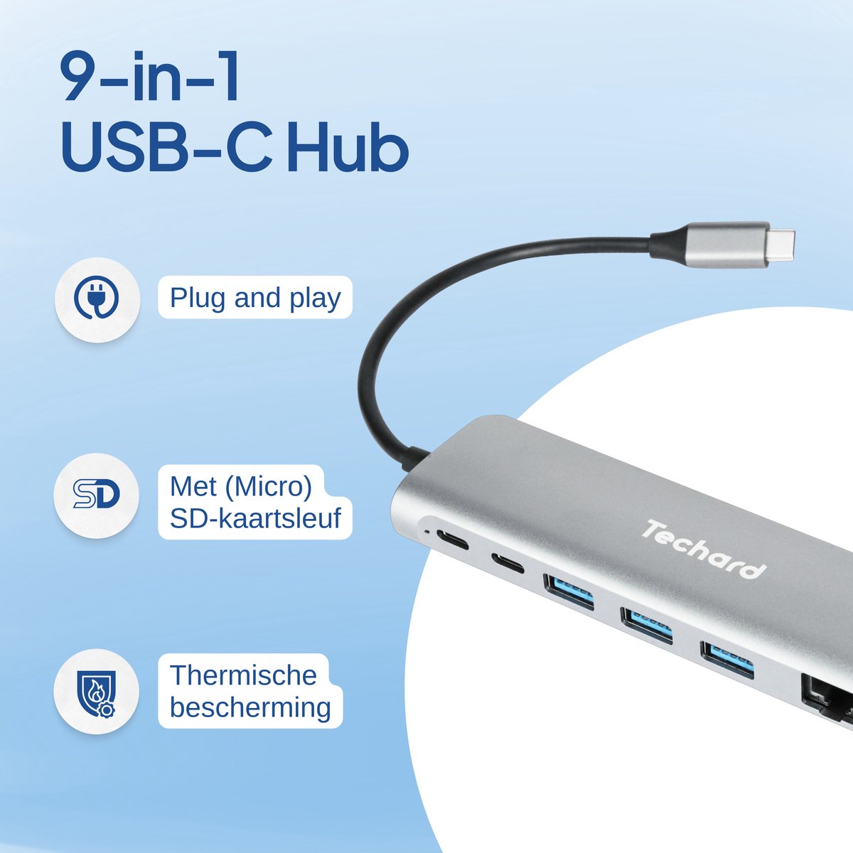 Techard 9-in-1 USB-C Hub Docking Station 2025
