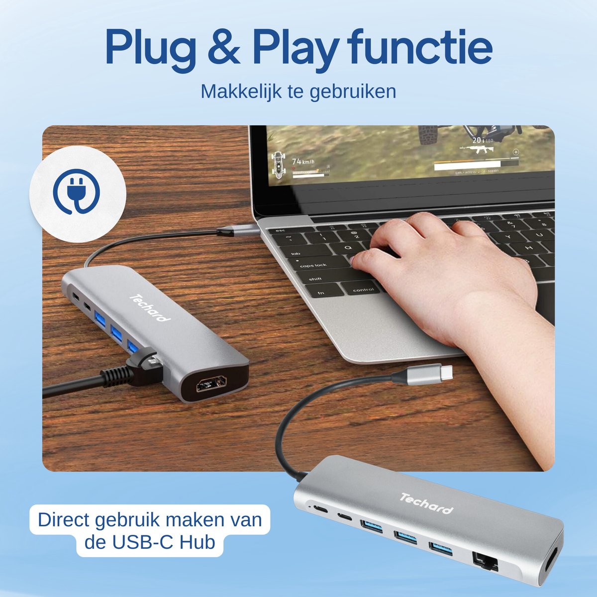 Techard 9-in-1 USB-C Hub Docking Station 2025