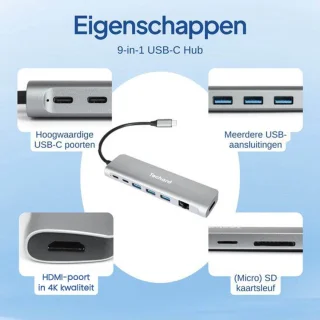 Techard 9-in-1 USB-C Hub Docking Station 2025