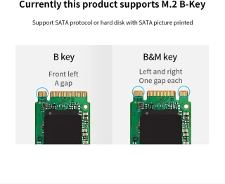 TH02 M.2 SSD naar SATA Adapter B+M Key Zwart