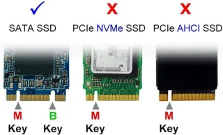 TH02 M.2 SSD naar SATA Adapter B+M Key Zwart