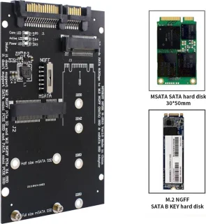TH02 M.2 SSD naar SATA Adapter B+M Key Zwart