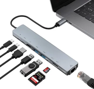 Thijox - Docking station usb-c hub 8-in-1