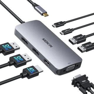 Thijox dual displayport 8-in-1 docking station