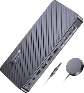 Thijox Kvm-switch-dockingstation 4k voor 2 monitoren en 2 laptops