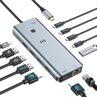 Thijox laptop docking station dual monitor usb-c hub