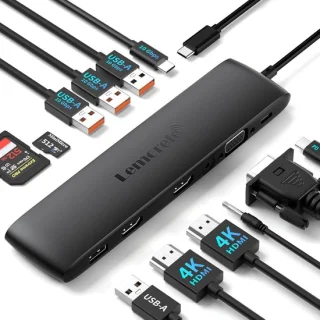 Thijox laptop usb c docking station 12-in-1