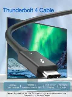 Thunderbolt 4 kabel 100W 8K 40Gbit/s Intel