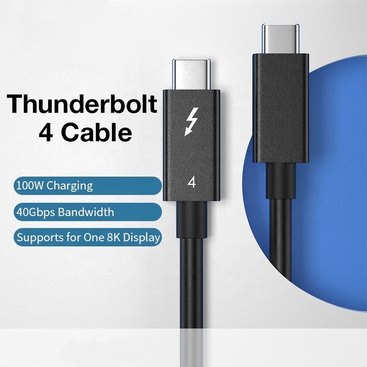 Thunderbolt 4 kabel 100W 8K 40Gbit/s Intel