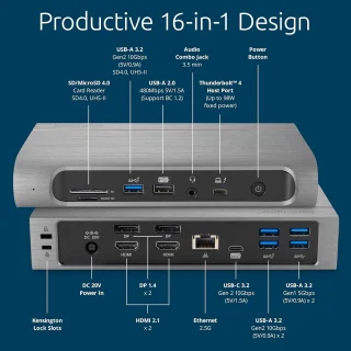 Thunderbolt 4 & USB4 16-in-1 dockingstation