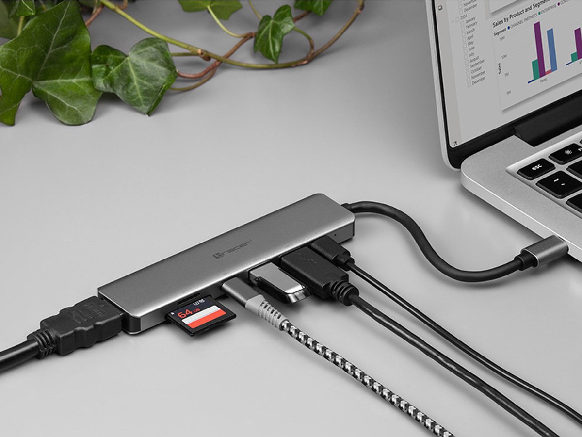 Tracer Adapter USB-C met HDMI en kaartlezer