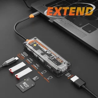 Transparante 6-in-1 USB-C Hub - Oranje