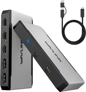 Triple monitor adapter Type-C hub zilver zwart