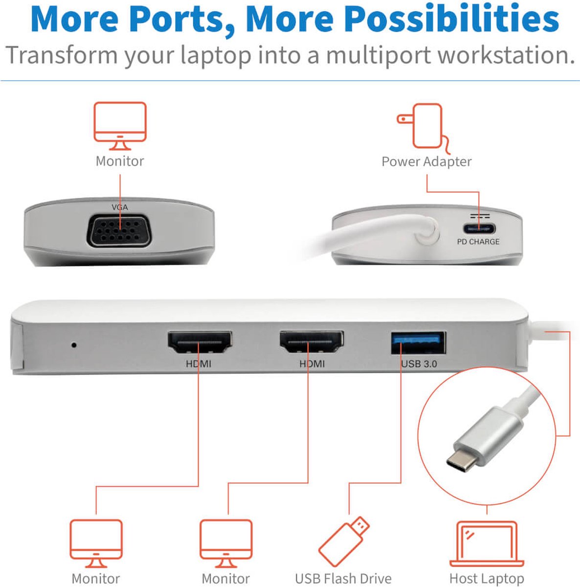Tripp Lite U442-DOCK12-S USB-C Docking Station Silver