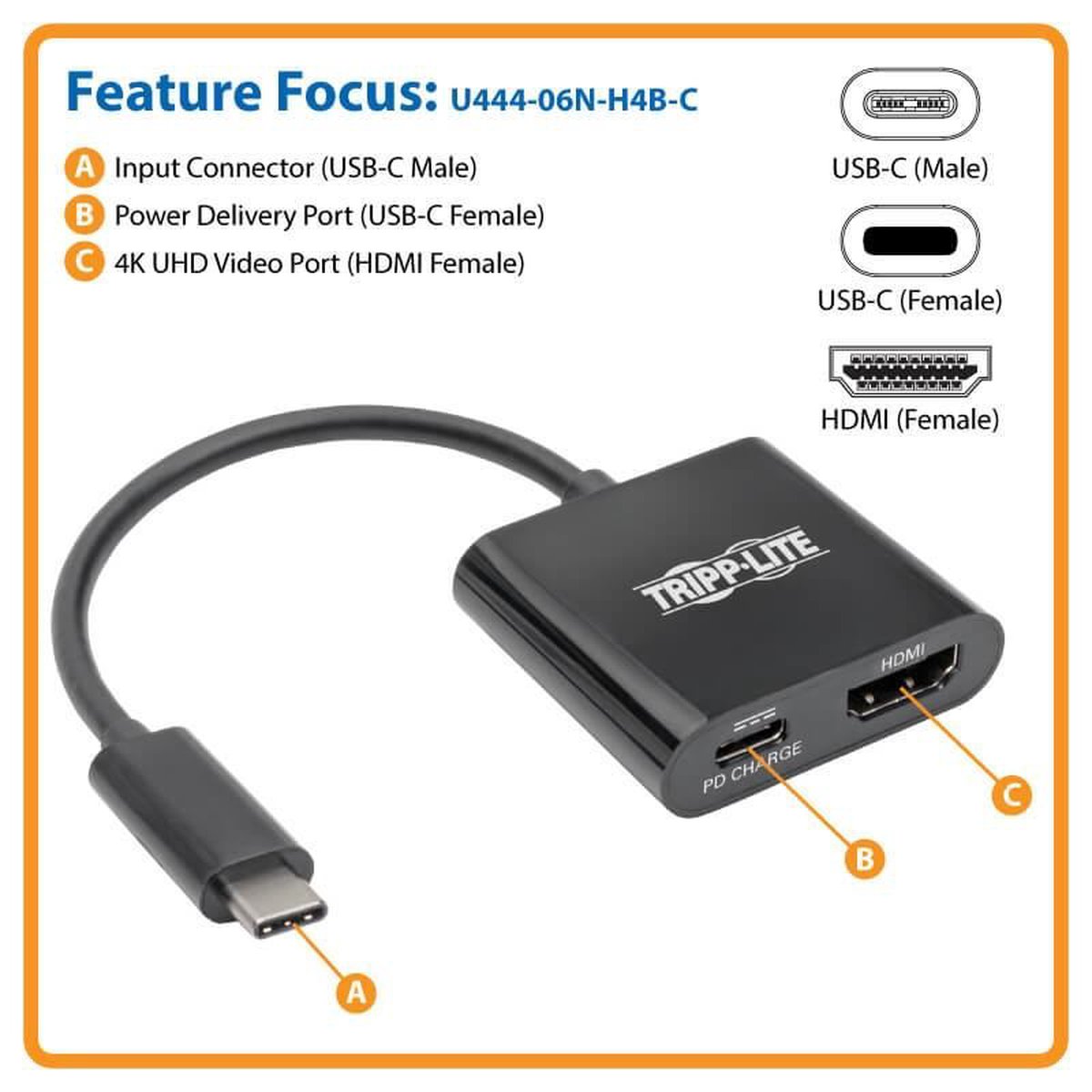 Tripp Lite U444-06N-H4B-C USB-C HDMI Adapter Black