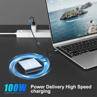 Type C Adapter - HDMI Splitter - Dubbele Monitor - 4K 60Hz - 4-in-1 - Grijs