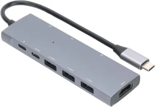 Type-C adapter multiport hub grijs