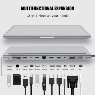 Type-C docking station grijs