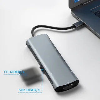 Type-c dockingstation 12-in-1 hub zwart