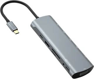 Type-c dockingstation 12-in-1 hub zwart