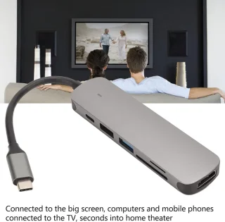 Type C dockingstation - USB-hubadapter - zilver