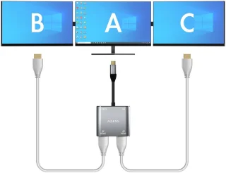 Type-C-hub 30 cm grijs