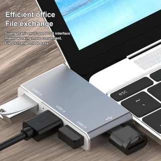 Type C hub 4-in-1 dock - 14,9 x 8,5 cm - zilver