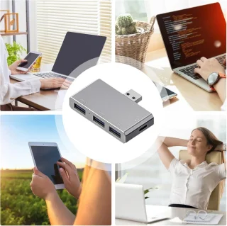 Type C hub 4-in-1 dock - 14,9 x 8,5 cm - zilver