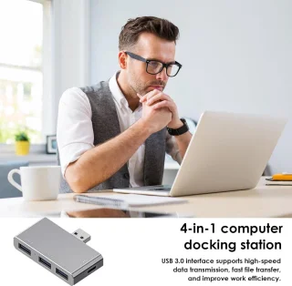 Type C hub 4-in-1 dock - 14,9 x 8,5 cm - zilver