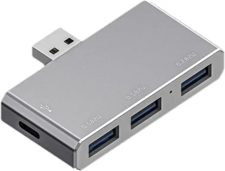 Type C hub 4-in-1 dock - 14,9 x 8,5 cm - zilver